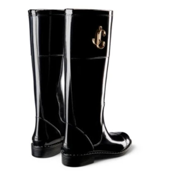 JIMMY CHOO TPU Rubber Edith JC Rain Boots Black - Picture 3 of 8